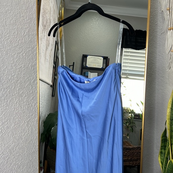 HOUSE OF CB 'Clara' Blue Satin Bias Cut Midi Skirt NWOT - Picture 8 of 9